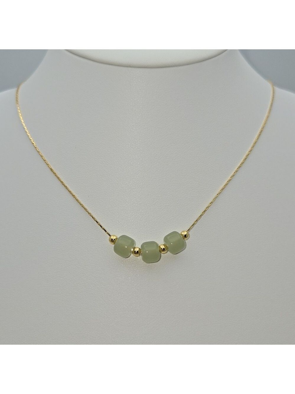 Green Prestolite Tranquility Jewelry – Sterling Silver Base - Gold-Plated